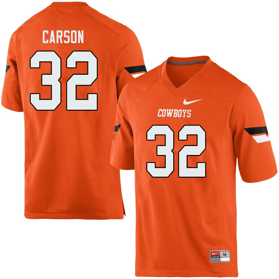 Men #32 Chris Carson Oklahoma State Cowboys College Football Jerseys Sale-Orange - Click Image to Close